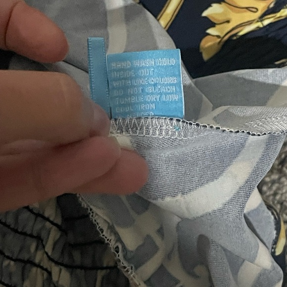 J. McLaughlin Strapless REYNA TUBE TOP PEPLUM HEM NAVY/GOLD/BLUE BELTMORE Small - Picture 7 of 9